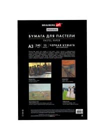 Бумага для пастели АБРАЗИВНАЯ А3, 270х380 мм, в папке, 15 листов, ЧЕРНАЯ, 240 г/м2, BRAUBERG ART, 117766