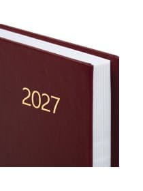 Ежедневник датированный 2027 145х215 мм, А5, STAFF, обложка бумвинил, бордовый, 117814