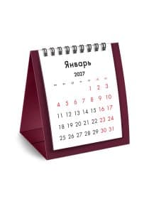 Календарь-домик настольный на гребне, 2027 г., BRAUBERG, 110х120 мм, БОРДОВЫЙ, 118455
