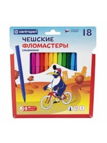 Фломастеры 18 ЦВЕТОВ CENTROPEN "Пингвины", смываемые, вентилируемый колпачок, 7790/18ET, 7 7790 1886