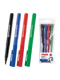 Маркеры перманентные BRAUBERG "CLASSICLine", НАБОР 4 ЦВЕТА, тонкий наконечник 1 мм, 150295