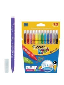 Фломастеры BIC "Kid Couleur", 12 цветов, суперсмываемые, вентилируемый колпачок, европодвес, 9202932
