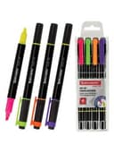 Набор текстовыделителей двусторонних BRAUBERG DUAL TIP 4 шт., АССОРТИ, линия 1-4 мм, 150845