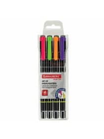 Набор текстовыделителей двусторонних BRAUBERG DUAL TIP 4 шт., АССОРТИ, линия 1-4 мм, 150845