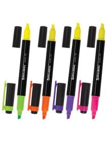 Набор текстовыделителей двусторонних BRAUBERG DUAL TIP 4 шт., АССОРТИ, линия 1-4 мм, 150845