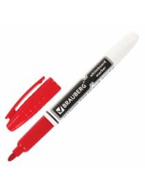 Маркер стираемый для белой доски КРАСНЫЙ, BRAUBERG, 4 мм, с клипом, эргономичный корпус, 150848