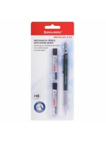 Карандаш механический 0,7 мм + грифели HB 24 штуки на блистере, BRAUBERG "METALLIC-X 07", металлические детали, 181966