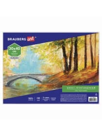 Холст на картоне BRAUBERG ART CLASSIC, 30х40 см, грунтованный, 100% хлопок, мелкое зерно, 190621