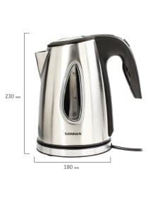 Чайник SONNEN KT-1721, 1,7 л, 2200 Вт, закрытый нагревательный элемент, нержавеющая сталь, черный, подсветка, 454347