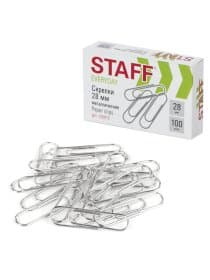 Скрепки STAFF "EVERYDAY", 28 мм, металлические, 100 шт., в картонной коробке, Россия, 220012