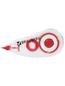 Корректирующая лента BRAUBERG RED POWER, 5 мм х 6 м, корпус прозрачный, механизм перемотки, европодвес, 220641