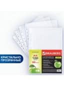 Папки-файлы перфорированные А4 BRAUBERG "PREMIUM", комплект 100 шт., гладкие, "Яблоко", 35 мкм, 221710