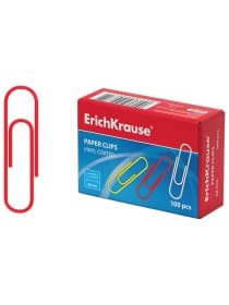 Скрепки металлические ERICH KRAUSE "Classic", 28 мм, цветные, 100 шт., в картонной коробке, 24871