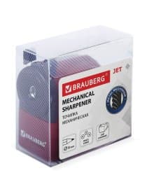 Точилка механическая BRAUBERG "JET", металлический механизм, черный/бордовый, 222517