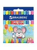Восковые мелки BRAUBERG, НАБОР 12 цветов, 222962