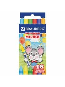 Восковые мелки BRAUBERG, НАБОР 18 цветов, 222963