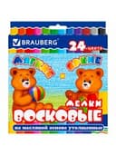 Восковые мелки утолщенные BRAUBERG, НАБОР 24 цвета, на масляной основе, яркие цвета, 222972