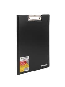 Папка-планшет BRAUBERG "Contract", А4 (315х230 мм), с прижимом и крышкой, пластиковая, черная, сверхпрочная, 1,5 мм, 223489