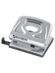Дырокол металлический BRAUBERG "Metallic", до 20 листов, серебристый, 224339