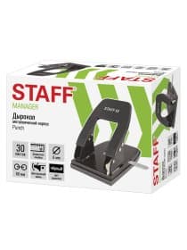 Дырокол металлический STAFF "Manager", до 30 листов, черный, 224650