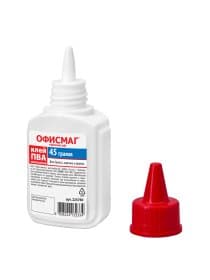 Клей ПВА ОФИСМАГ (бумага, картон, дерево), 45 г, РОССИЯ, 225760