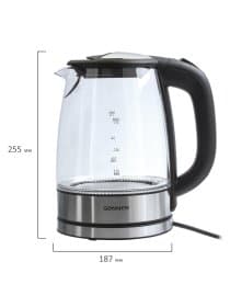 Чайник SONNEN KT-1788, 1,7 л, 2200 Вт, закрытый нагревательный элемент, стекло, черный, подсветка, 454349