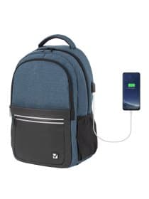 Рюкзак BRAUBERG URBAN универсальный, с отделением для ноутбука, USB-порт, "Denver", синий, 46х30х16 см, 229893