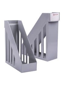 Лоток вертикальный для бумаг, увеличенная ширина (277х100х290 мм), BRAUBERG-MAXI, серый, 231051
