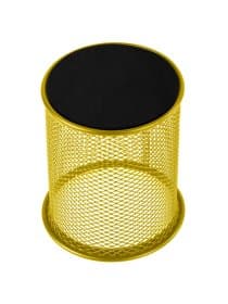 Подставка-органайзер BRAUBERG "Germanium", металлическая, круглое основание,100х89 мм, желтая, 231980