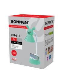 Настольная лампа / светильник SONNEN OU-611 на подставке, СВЕТОДИОДНАЯ, "SWEET BUNNY", 5 Вт, зеленый, 237642
