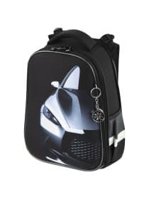 Ранец BRAUBERG PREMIUM, 2 отделения, с брелоком, "Быстрая машина", 38х29х16 см, 270600