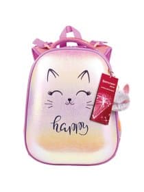 Ранец BRAUBERG SHINY, 2 отделения, с брелоком, "Счастливый кот", 38х28х14 см, 270697
