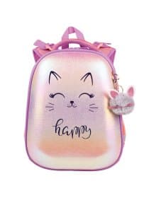 Ранец BRAUBERG SHINY, 2 отделения, с брелоком, "Счастливый кот", 38х28х14 см, 270697