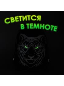 Ранец BRAUBERG SHINY, 2 отделения, с брелоком, "Тигр", СВЕТЯЩИЙСЯ РИСУНОК, 38х28х14 см, 270698