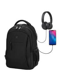 Рюкзак BRAUBERG URBAN универсальный с отделением для ноутбука, USB-порт, "Kinetic", черный, 46х31х18 см, 270798