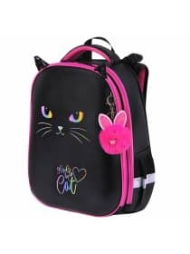Ранец BRAUBERG SHINY, 2 отделения, с брелоком, "Glad to be cat", 38х28х14 см, 271382