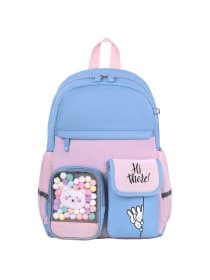 Рюкзак BRAUBERG PASTEL с термонашивками в комплекте, "Friendly bunnies", голубой, 40х29х14 см, 271423