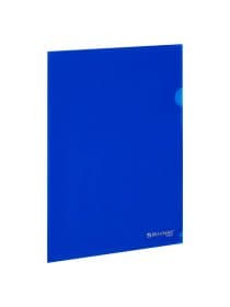 Папка-уголок прозрачная А4 BRAUBERG UNIVERSAL, синяя, 0,10 мм, со штрихкодом, 273045