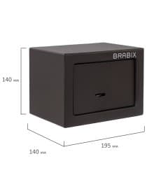 Сейф мебельный BRABIX "SF-140KL", 140х195х140 мм, ключевой замок, черный, 291140, S103BR210114