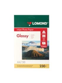 Фотобумага глянцевая, А4, 230 г/м2, односторонняя, 50 листов, LOMOND, 0102022
