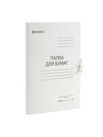 Папка для бумаг с завязками картонная мелованная BRAUBERG, 280 г/м2, до 200 листов, 110924