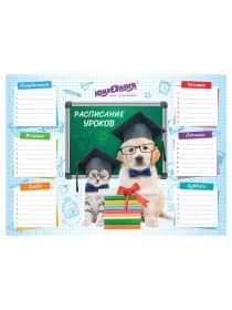 Расписание уроков и звонков А4, ЮНЛАНДИЯ, "Школьный мир", ассорти (4 вида), 111654