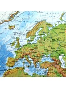 Карта мира физическая 101х66 см, 1:29М, с ламинацией, интерактивная, европодвес, BRAUBERG, 112377