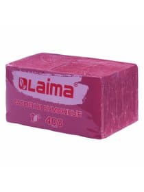 Салфетки бумажные 400 шт., 24х24 см, "Big Pack", бордовые, 100% целлюлоза, LAIMA, 114725