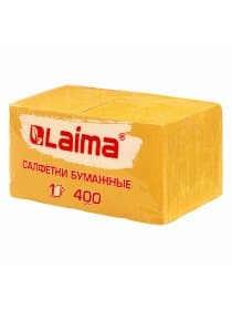 Салфетки бумажные 400 шт., 24х24 см, "Big Pack", жёлтые, 100% целлюлоза, LAIMA, 114726