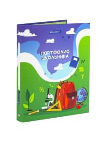 Папка-портфолио школьника/дошкольника "ШКОЛЬНАЯ ИСТОРИЯ", 4 кольца, обложка твёрдая матовая, BRAUBERG, 115241