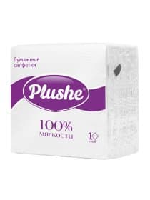 Салфетки бумажные 90 штук, 22,5х22,5 см, PLUSHE (Плюше) Light, белые, 100% целлюлоза, 2774