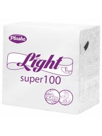 Салфетки бумажные 90 штук, 22,5х22,5 см, PLUSHE (Плюше) Light, белые, 100% целлюлоза, 2774