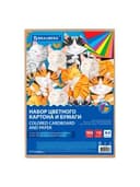 Набор цветного картона и бумаги А4 50+50 л., 10 цветов (картон мелованный + бумага офсетная) в коробке, BRAUBERG, 116421