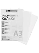 Калька А3 ВЫСОКОЙ ПРОЗРАЧНОСТИ, ПЛОТНАЯ, для печати и творчества, 90 г/м2, 250 листов, BRAUBERG, 116641